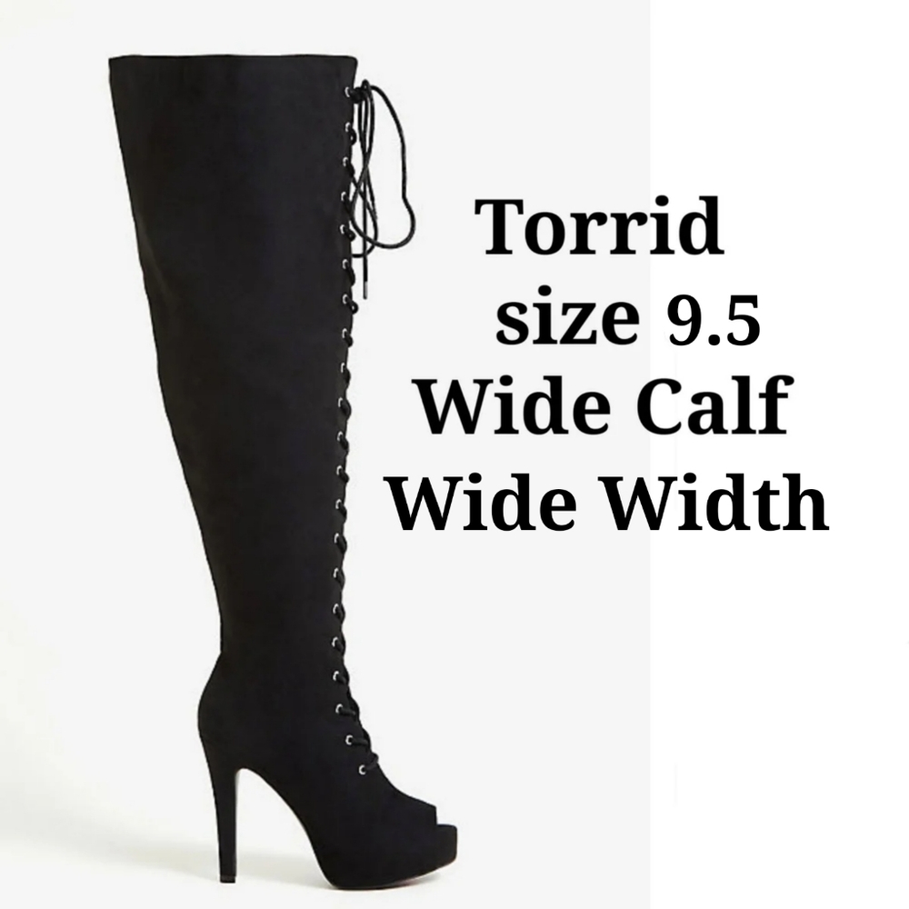 Torrid Lace up Over knee boots 9.5 WW Wide Calf